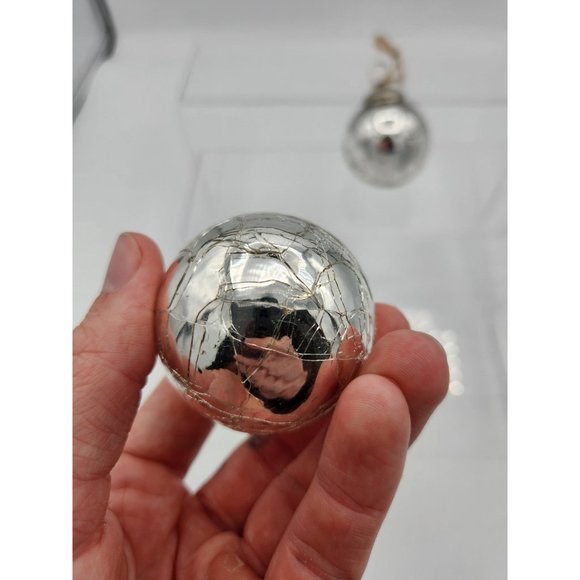 Vintage Kugel Style Silver Crackle Mercury Glass Ball Christmas Ornament - Picture 8 of 8